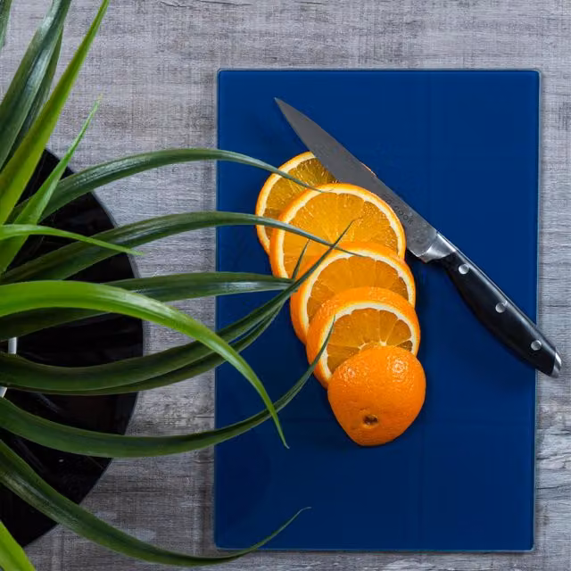 Harbour Housewares Blue Rectangular Glass Chopping Board, W: 30 cm, D: 20 cm