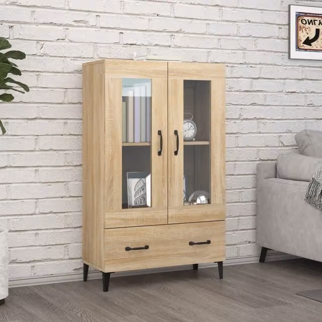 Berkfield Home Sonoma Oak Highboard in Brown, W/D/H: 70 x 31 x 115 cm