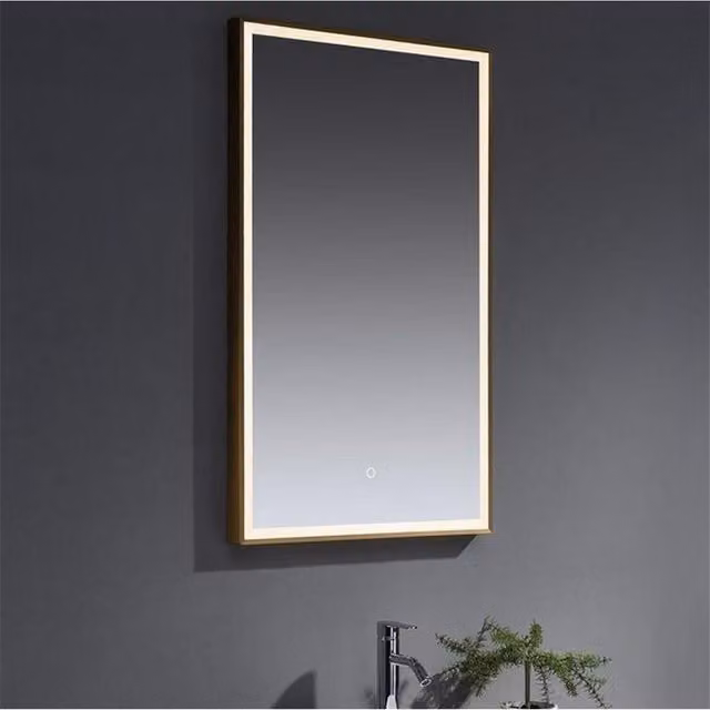 Clifton 100cm Tall LED Bathroom Wall Mirror with Touch Sensor in Gold or Sand – 1