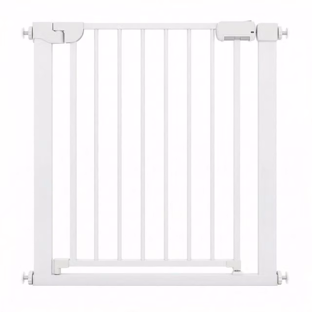 Costway Extendable White Pressure Mounted Auto-Close Swing Door Gate for Doors and Stairs