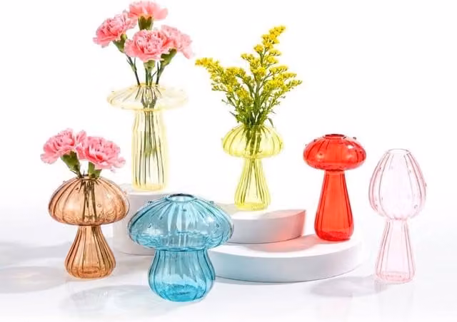 SPETLEK Set of 6 Round Multicolour Glass Tabletop Vases – 1