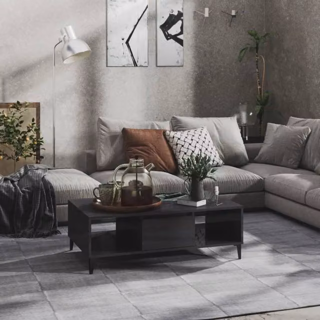 Berkfield Home High Gloss Grey Rectangular Coffee Table, W: 103.5 cm, D: 60 cm, H: 35 cm