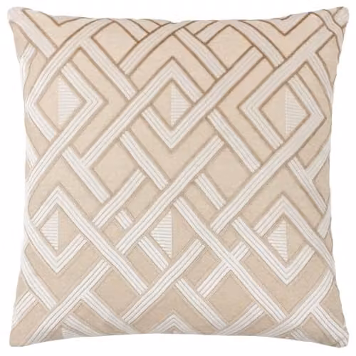 Paoletti Henley Geometric Velvet Cushion in Taupe/Beige, W/D/H: 50 x 50 x 50 cm