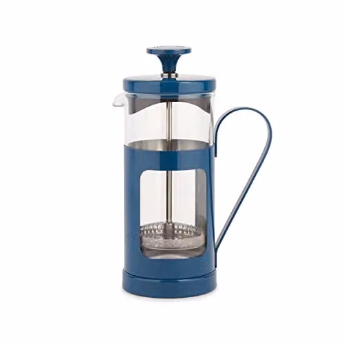 La Cafetiere Monaco Glass and Stainless Steel Cafetiere, Blue, H 18.2 x W 13.5 x D 7.2 cm – 1