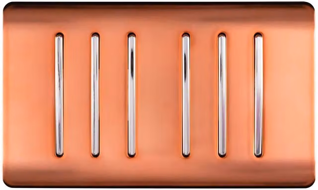 Trendi 6 Gang 2 Way 240V Screwless Raised Front Twin Plate Plastic Modern Glossy 10 Amp Chrome Rocker Electrical Wall Light Switch in Copper - ART-SS66CPR – 2