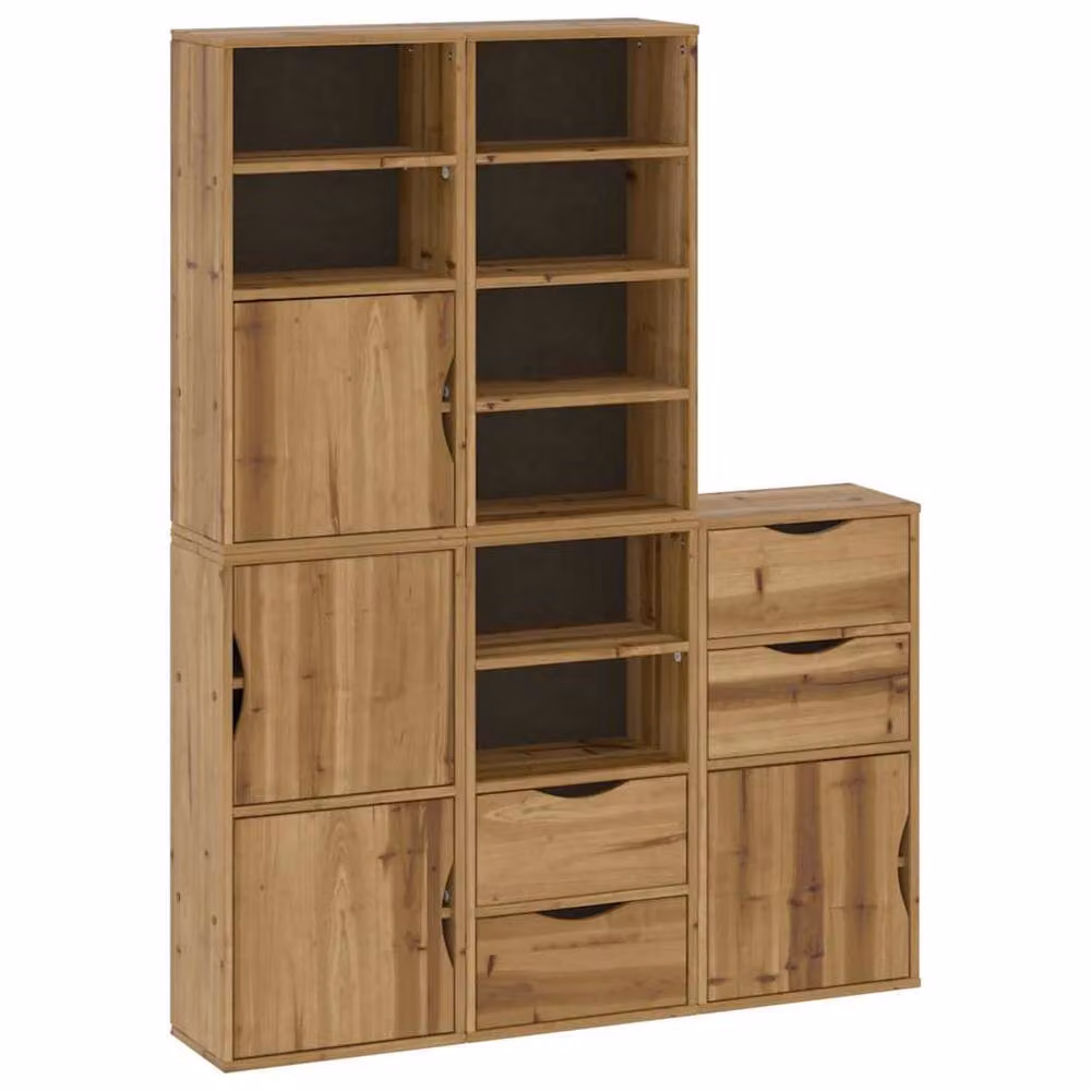 Berkfield Home ODDA Side Cabinets, 5 Piece Set, Brown Solid Wood Pine, W/D/H: 40 x 24 x 79 cm – 2