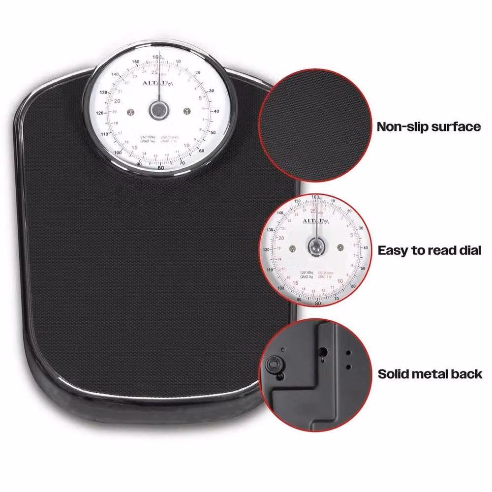 NESTLUNE Analogue Personal Bathroom Scale with Anti-Slip Rubber Surface in Black – 3