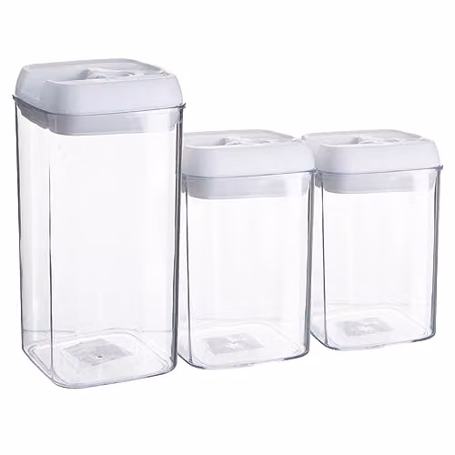 Argon Tableware 3 Piece Airtight Plastic Food Storage Container Set in White – 1