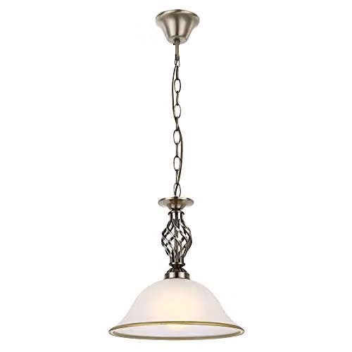Globo Lighting ODIN Suspended Dome Pendant Light in Brass and White Glass – 1