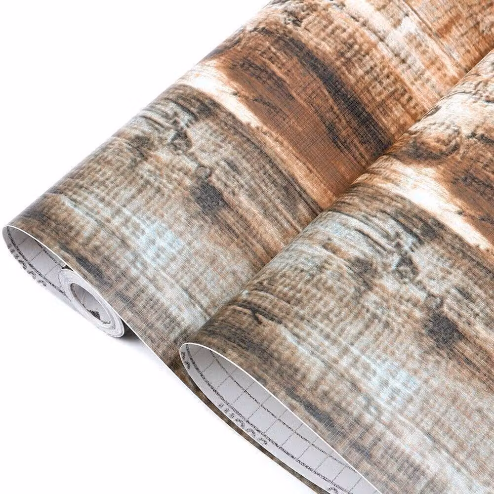 NESTLUNE Self-Adhesive Rustic Wood Grain Panel Effect PVC Wallpaper in White and Multicolour, W: 100 cm, H: 15 cm – 5