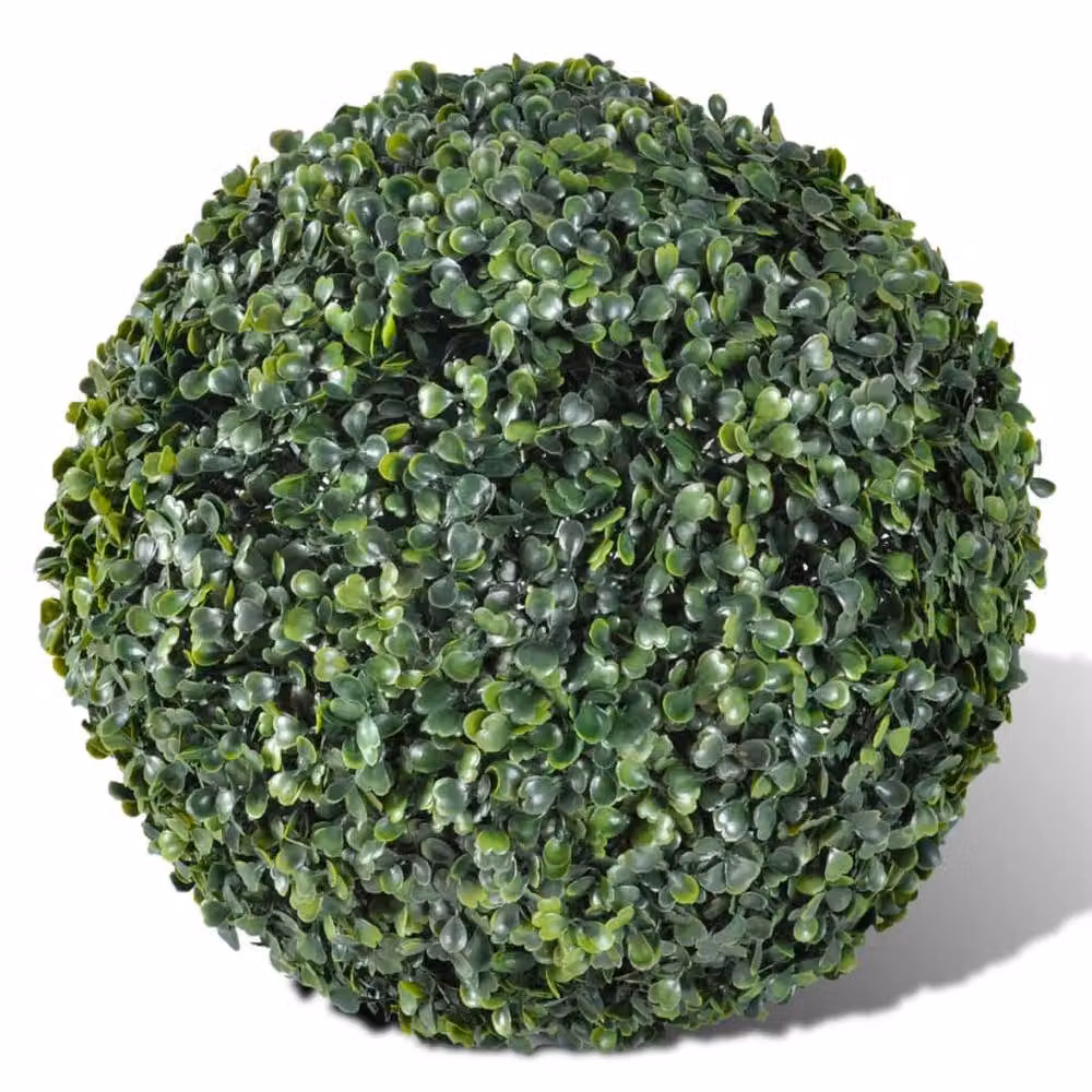 Berkfield Home Lush Boxwood Ball Artificial Leaf Topiary, Green, 2 Pack, Diameter: 27 cm – 3