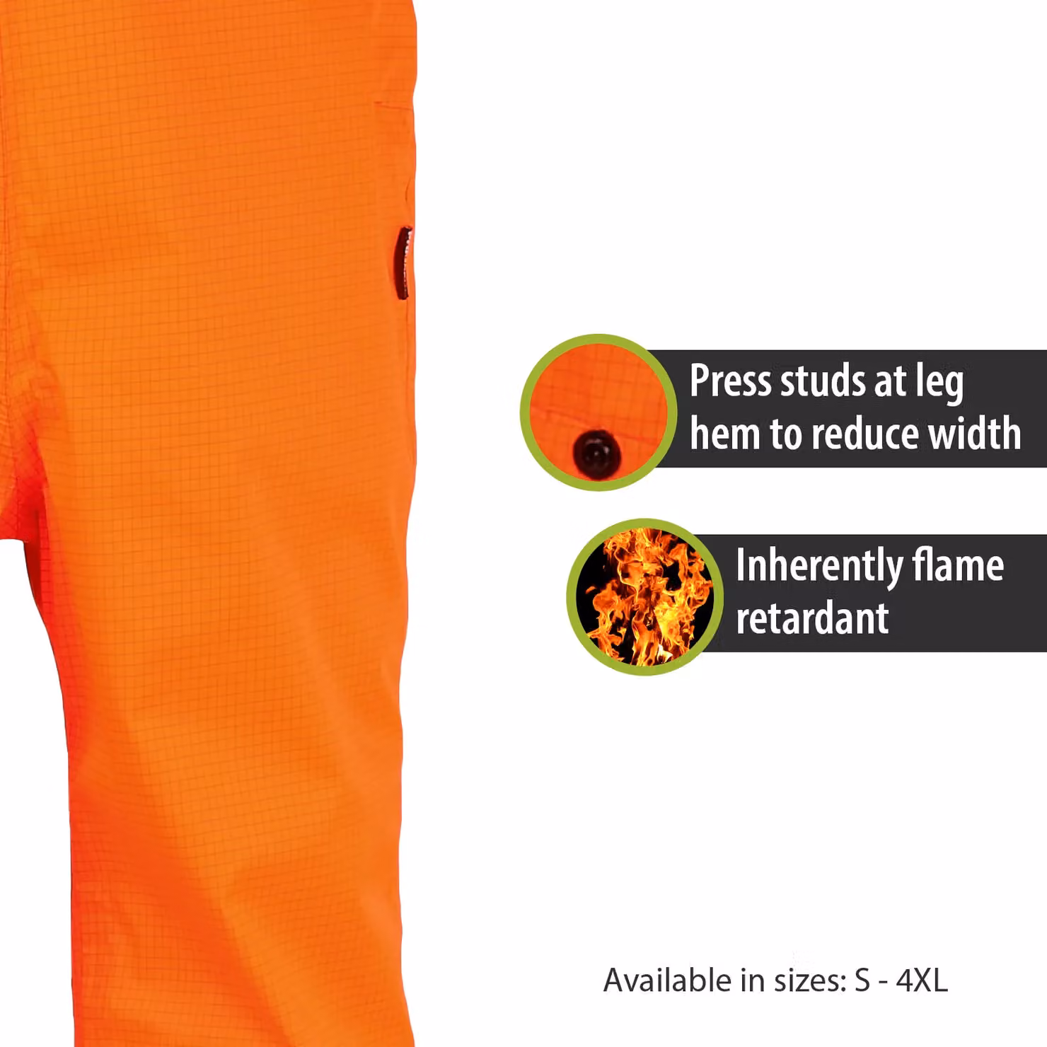 Pegdev Men's Unlined Waterproof Hi-Vis Orange FR Arc Flash Dungaree Coveralls, Size: Large – 3