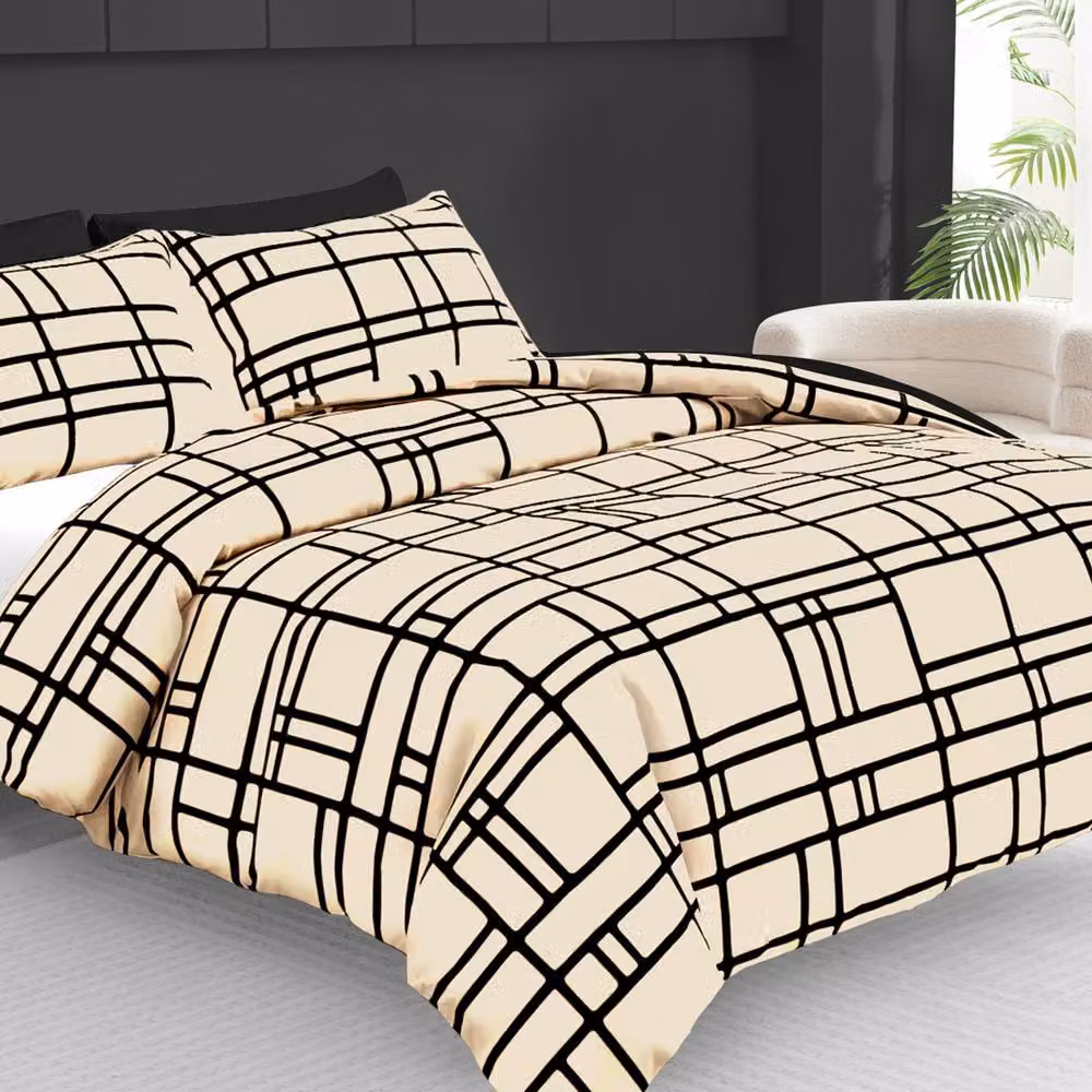 Pamposh Reversible Microfibre Duvet Cover and Pillowcase Set in Beige, W/D/H: 140 x 200 cm – 3