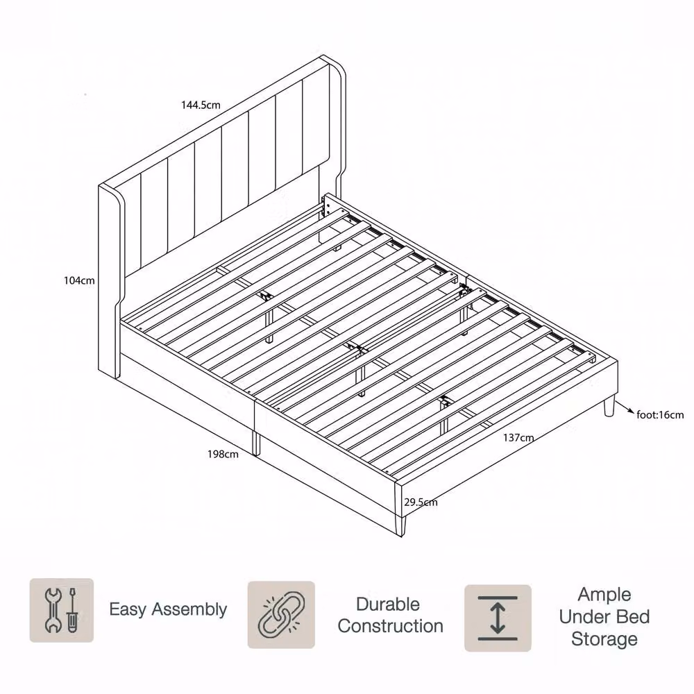 Vida Designs Vianna Fabric Bed Frame in Dark Grey, Single – 2