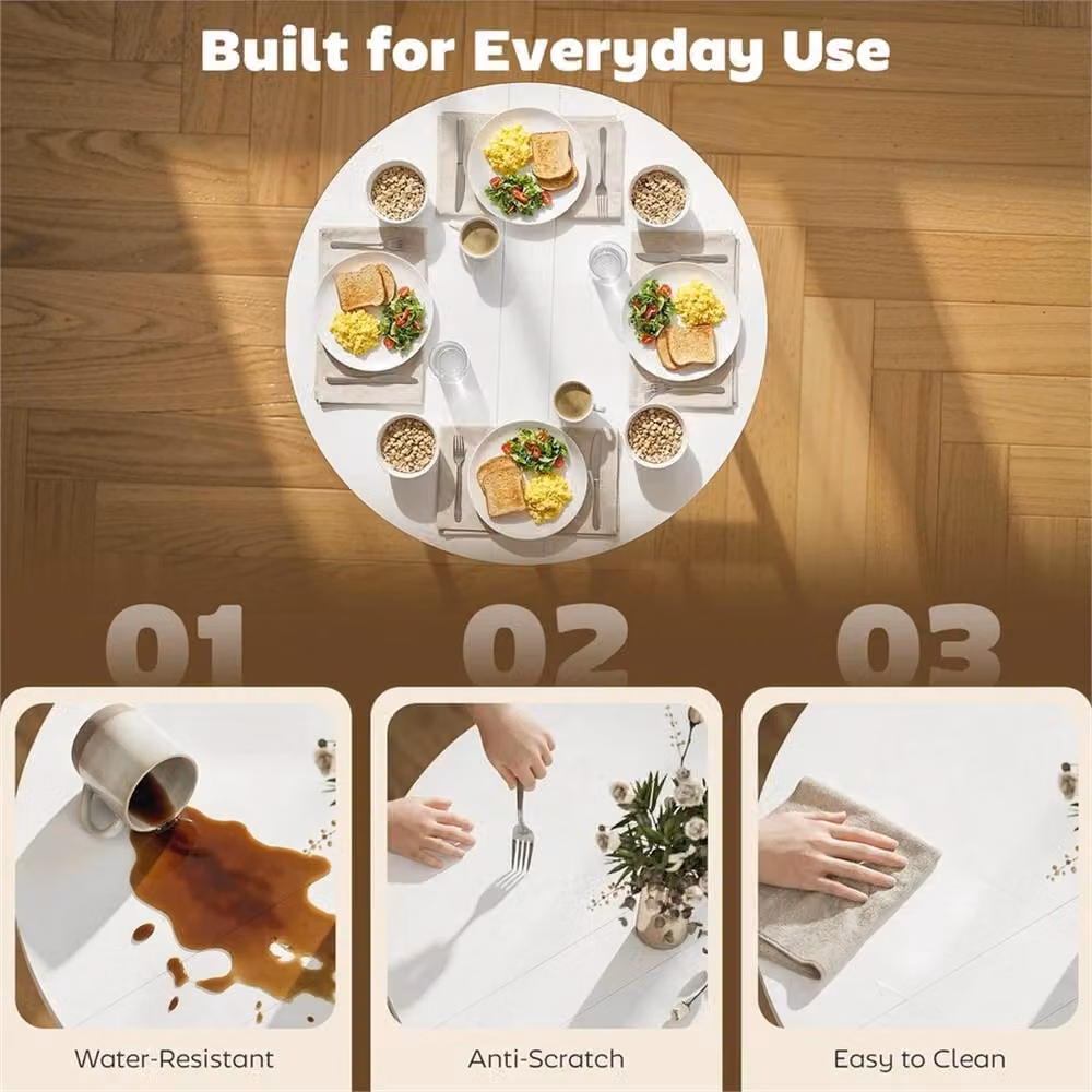 Nordara White Modern Drop Leaf Dining Table with Butterfly Leaf, W: 100 cm, D: 80 cm – 3