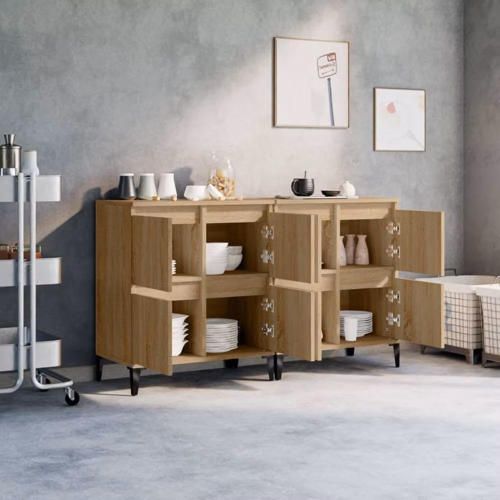Berkfield Home Set of 2 Sonoma Oak Sideboards in Brown, W/D/H: 60 x 35 x 70 cm – 2