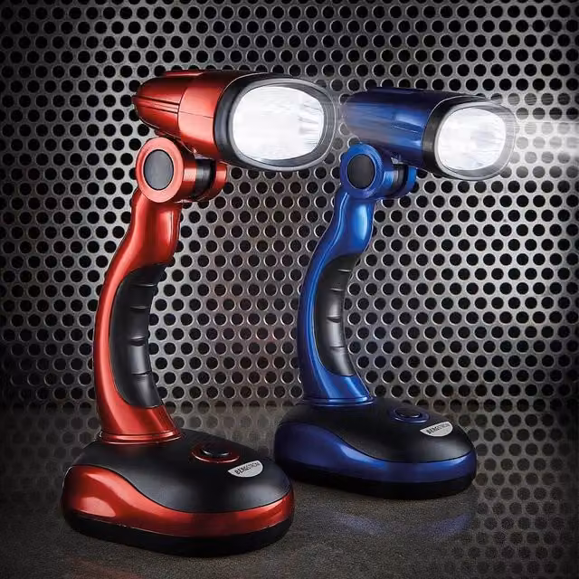 Bergstrom Cordless LED Task Lamp with Adjustable Head and 12 LEDs in Red, W/D/H: 21.5 x 10.8 x 7.8 cm