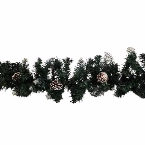 Samuel ALEXANDER 2.7m Snow Tipped Green Christmas Garland with Pine Cones and Mixed Needles – 4