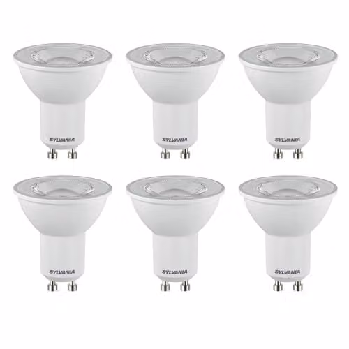 SYLVANIA RefLED ES50 LED GU10 Spotlight Bulb, 4.2W (50W Equivalent), 345 Lumens, Warm White 3000K, Pack of 6