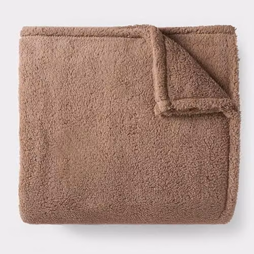 OHS Brown Fluffy Fleece Throw Blanket, W/D/H: 150 x 200 cm – 3