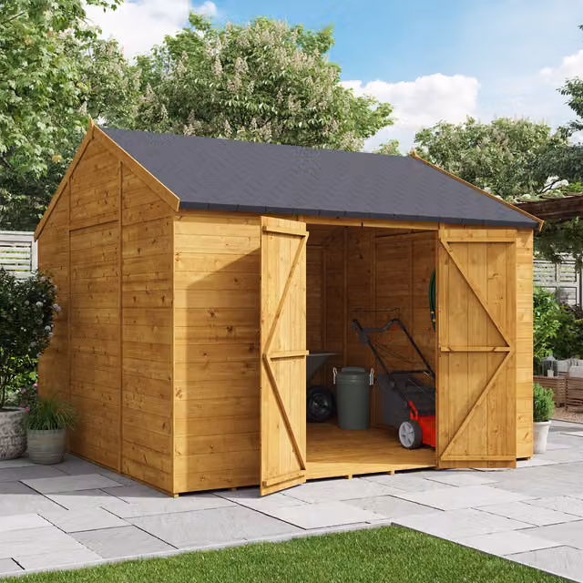 BillyOh Reverse Apex Wooden Workshop in Brown with Gable Roof
