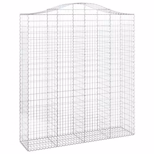 vidaXL Set of 4 Arched Gabion Baskets in Silver Galvanised Steel, W/D/H: 200 x 50 x 220/240 cm