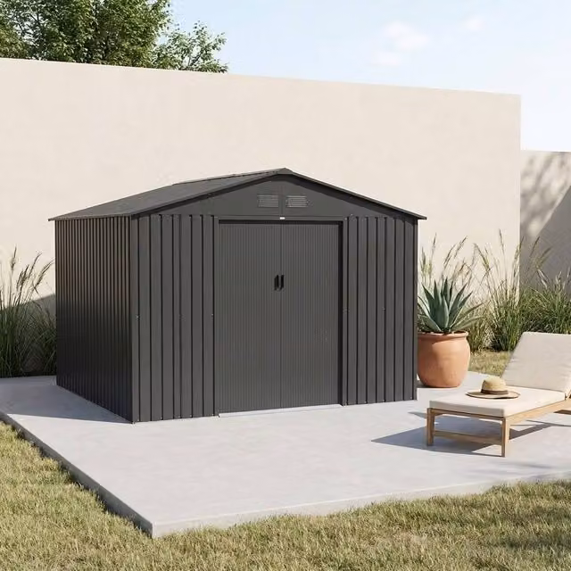 Sweekeek Metal Garden Shed in Dark Grey, 10.85m2 Gable Design – 1