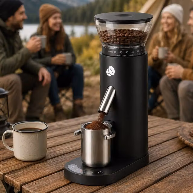 Spector USB Rechargeable Coffee Grinder with Timer and 60 Settings, Black