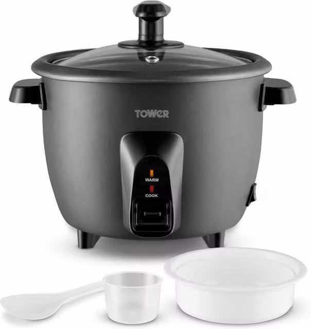 Tower 400W Rice Cooker with Keep Warm Function, Black
