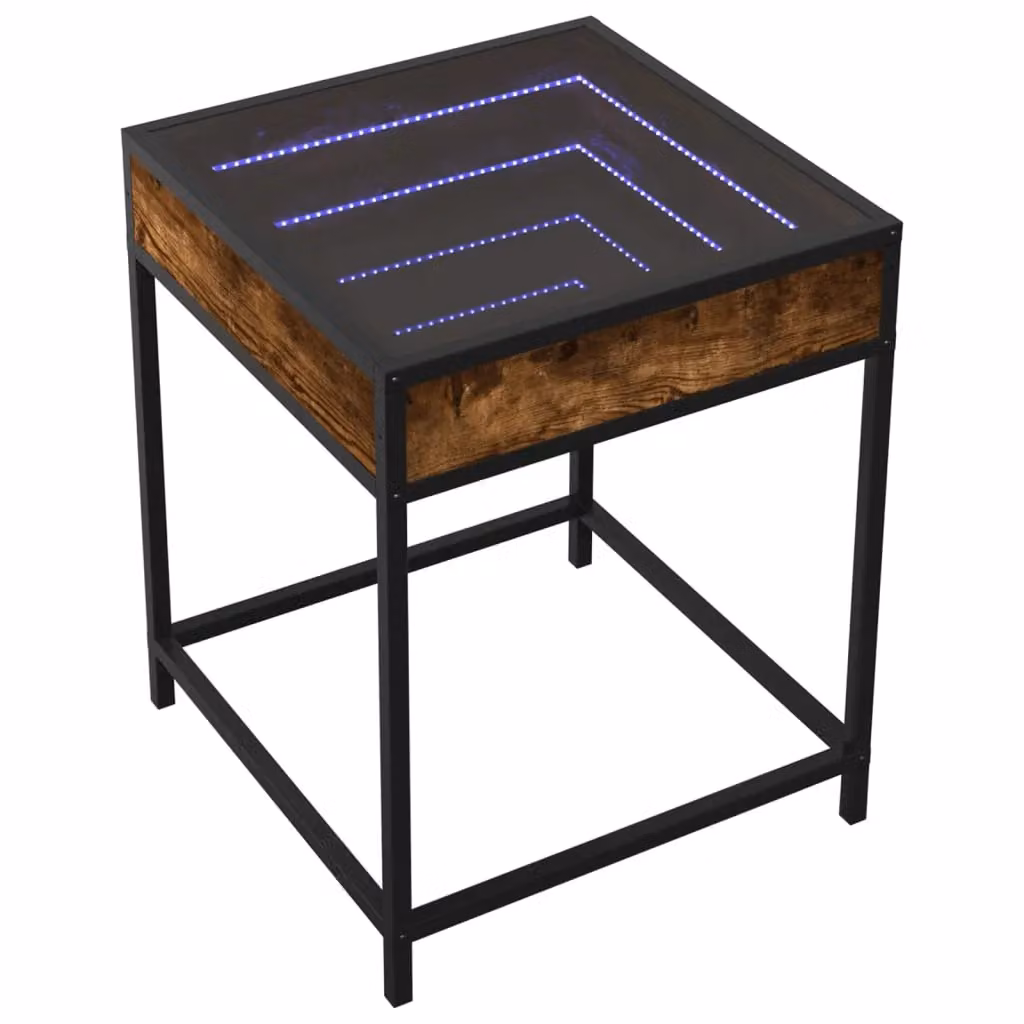 Berkfield Home Infinity LED Coffee Table in Smoked Oak Brown, W/D/H: 40 x 40 x 51 cm – 3