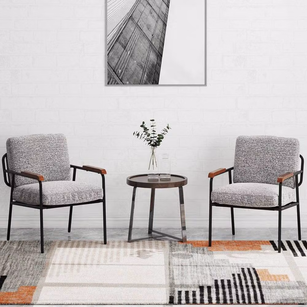 KORVIXA Modern Fabric Accent Armchair in Grey, W/D/H: 100 x 100 x 100 cm – 3