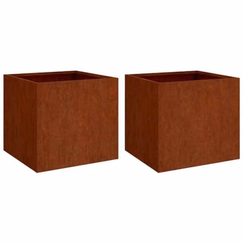 vidaXL 2-Piece Corten Steel Planter Set, Brown, W: 42 cm, D: 40 cm, H: 39 cm