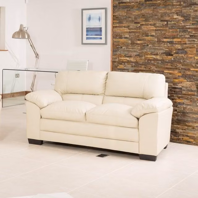 Artemis Home Genoa 2 Seat Sofa in Beige and White Synthetic Leather