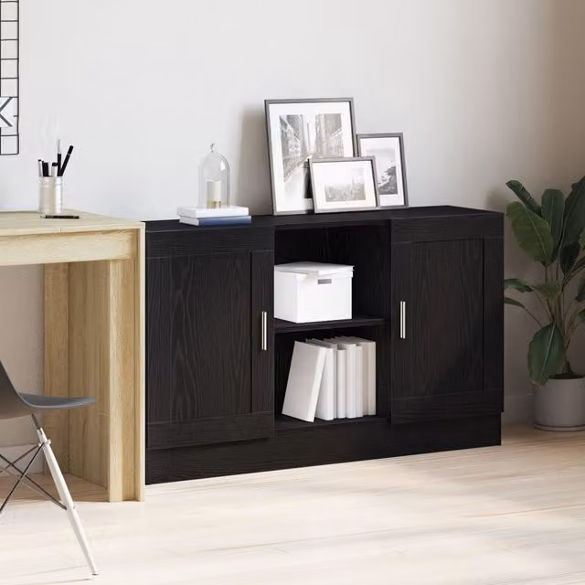 Berkfield Home Black Oak Sideboard in Black MDF, W/D/H: 120 x 30.5 x 70 cm – 1