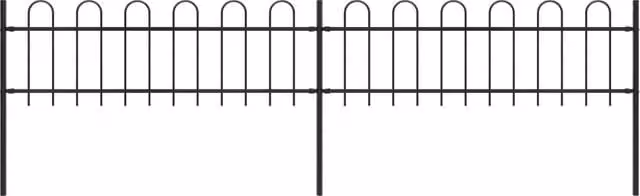 Berkfield Home Garden Hoop Top Steel Fence, Black, W: 3.4 m, H: 0.6 m