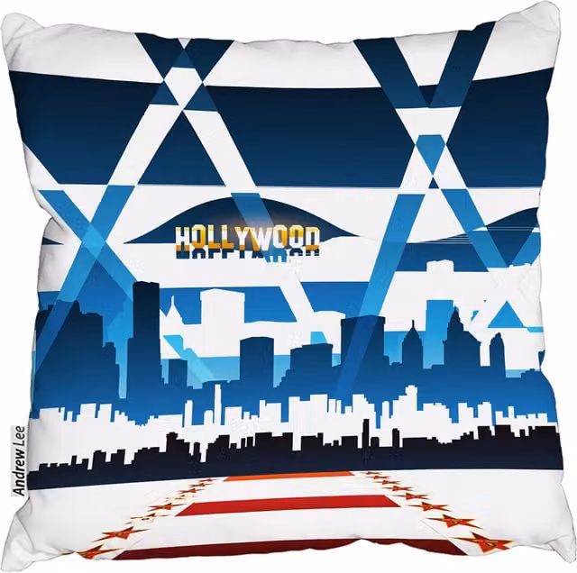 Andrew Lee Hollywood Square Graphic Cushion in Blue, 60 x 60 cm