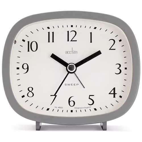 Acctim Hilda Analogue Non-Ticking Sweep Crescendo Alarm Clock with Backlight in Light Grey