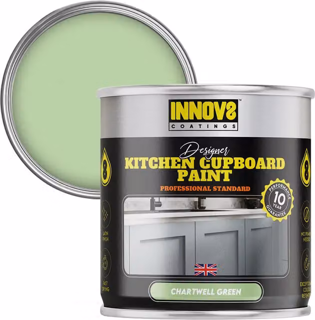 Innov8 Coatings Designer Kitchen Cupboard Paint, Green, Satin Finish, 0.75 l