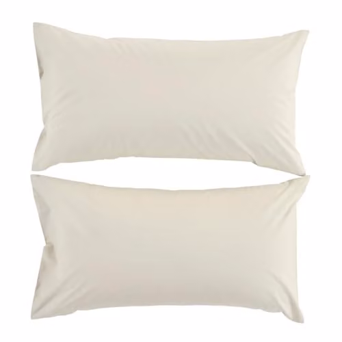 Christy Set of 2 Organic Cotton Percale King Pillowcases in Beige