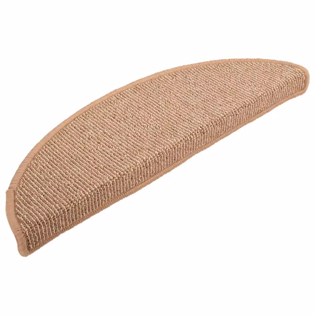 Berkfield Home Non-Slip Carpet Stair Treads, 15 Pieces, Light Brown, W: 56 cm, D: 17 cm, H: 3 cm – 2