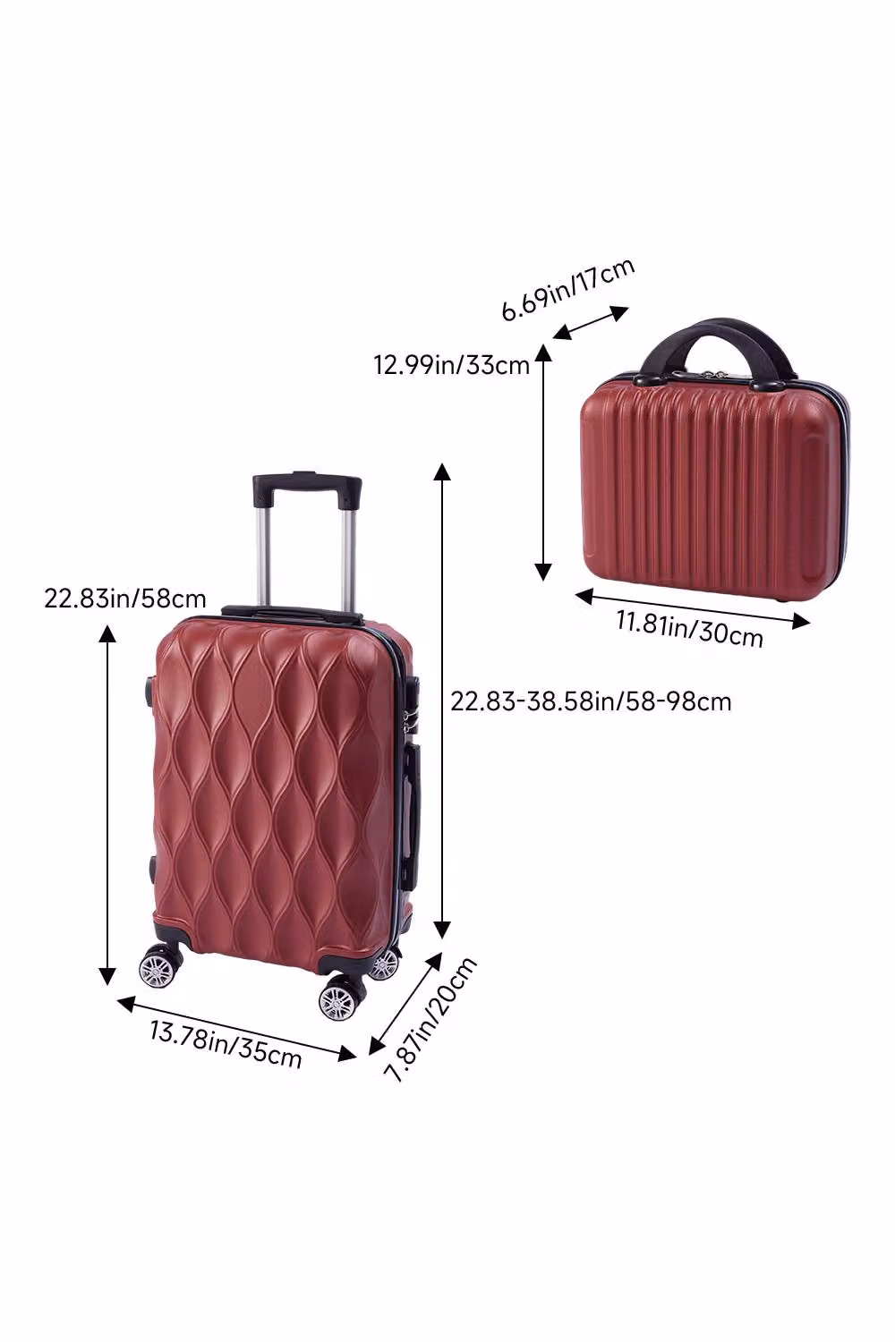 SHEONLY 2-Piece Hard Shell Travel Suitcase Luggage Set in Red – 6
