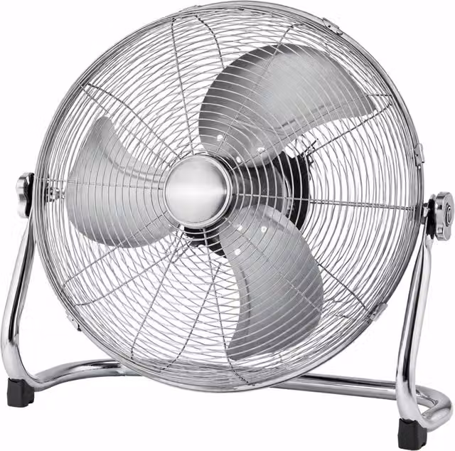 Sohler 18 inch Industrial Metal Floor Fan, 100W, 3 Speed High Velocity Cooling, Silver