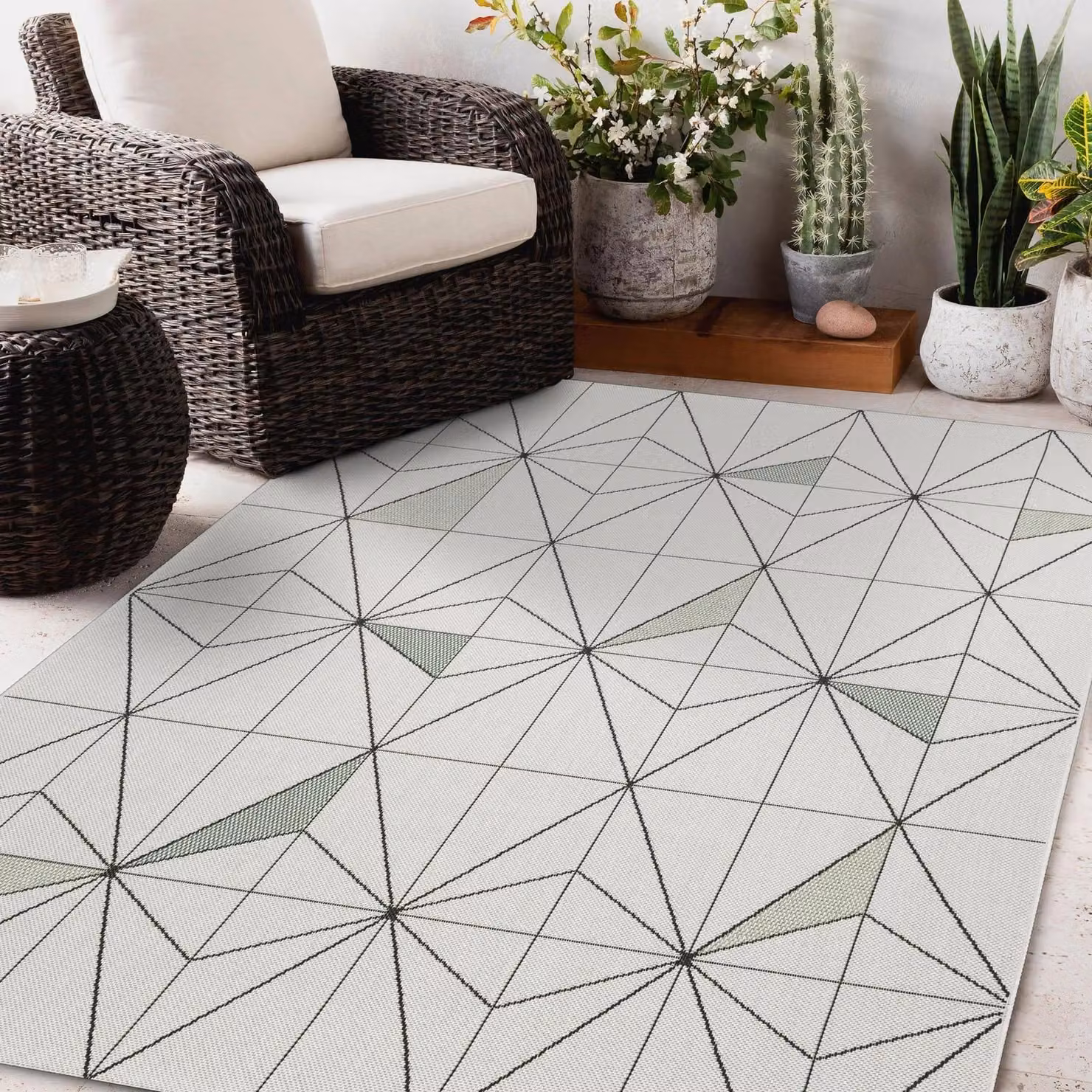 RugsX White Plain Rectangular Flat Weave Rug, W: 140 cm, L: 200 cm – 2