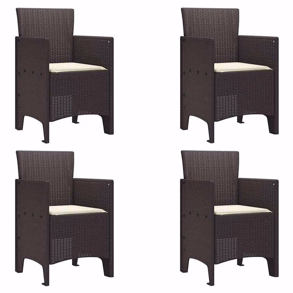 Berkfield Home 5 Piece Brown Poly Rattan Garden Dining Set with Cushions – 4