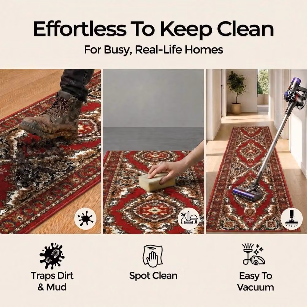 Bravich LTD Texas Medallion Traditional Hallway Runner Rug, Red, W: 60 cm, L: 900 cm – 6