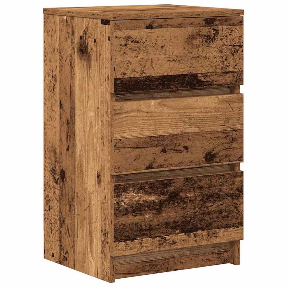 Berkfield Home Durable Bedside Cabinet with 3 Drawers in Brown Old Wood, W/D/H: 39 x 35 x 65 cm – 2