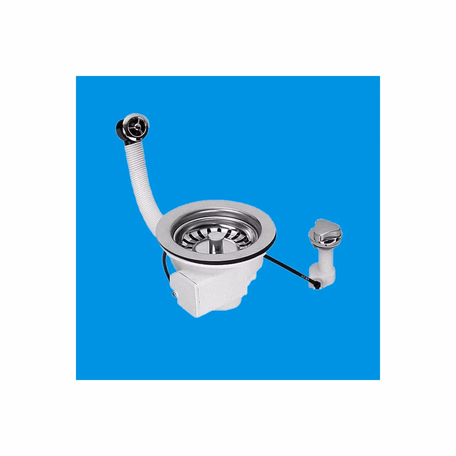 McAlpine PUFS113-CP 1.5 inch Push Open Pop-Up Basket Strainer Waste for Kitchen Sinks, White Stainless Steel, 113mm – 2