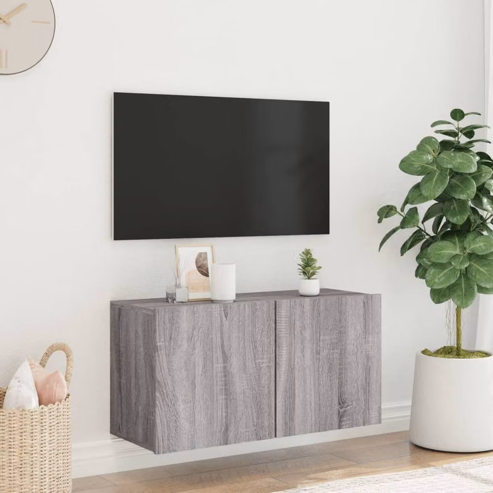 Berkfield Home Wall-mounted TV Cabinet in Grey Sonoma, W: 80 cm, D: 30 cm, H: 41 cm – 2