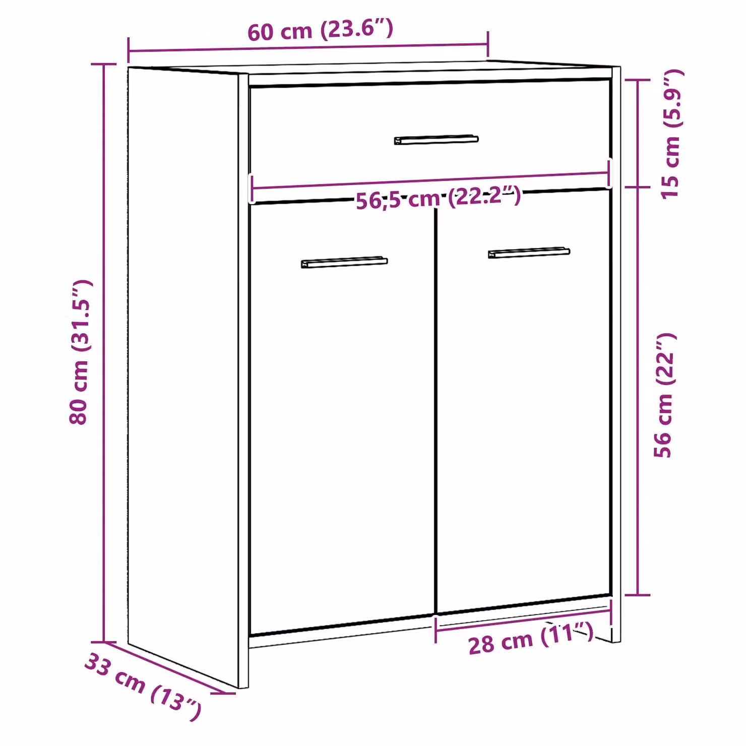 Berkfield Home Black Oak Bathroom Cabinet, W/D/H: 60 x 33 x 80 cm – 5