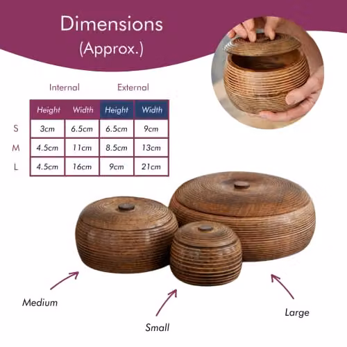 Paper High Natural Mango Wood Bowl with Lid, Brown, W/D/H: 18.5 x 16.0 x 9.5 cm – 4